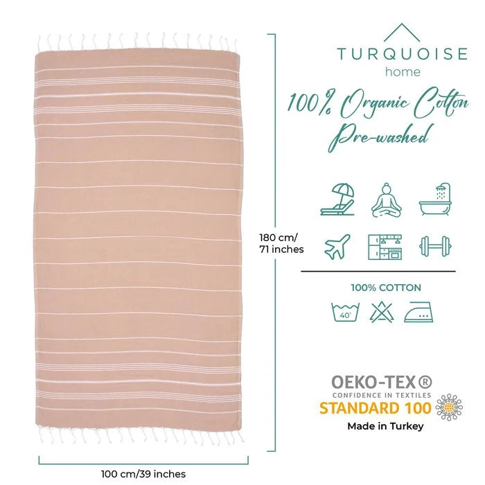 Serviette de plage 100% coton Bio 100x180 - Beige