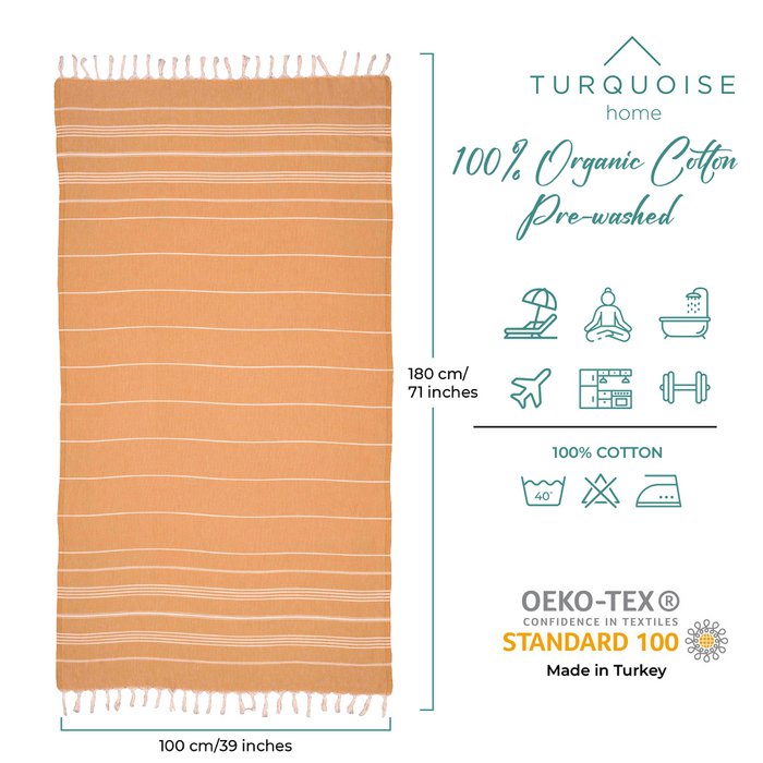 Serviette de plage 100% coton Bio 100x180 - Moutarde